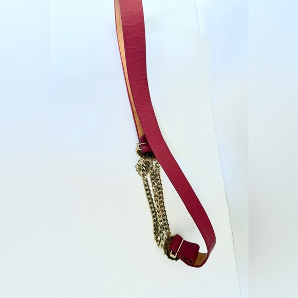 Vintage 80s Accessocraft NYC Signed Gold Lion Head Chain Tassel Buckle Belt - Picture 7 of 11
